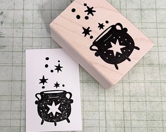 Cauldron Rubber Stamp Witchy Stamp Witches Brew Magic Cauldron