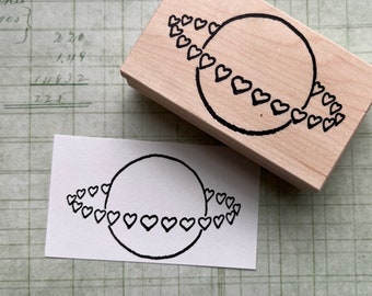 Orbital Love Planet with Heart Ring Rubber Stamp DB2356H