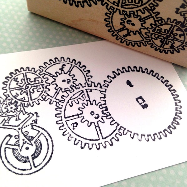 Steampunk Gears Mounted Rubber Stamp 5365