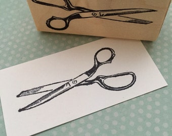 Open Scissors  Wood Mounted Rubber Stamp 1449