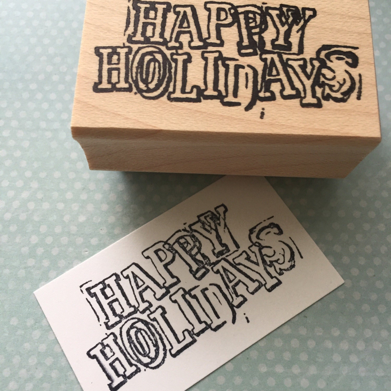 Happy Holidays Rubber Stamp Etsy