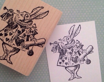 The White Rabbit  Alice in Wonderland Rubber Stamp
