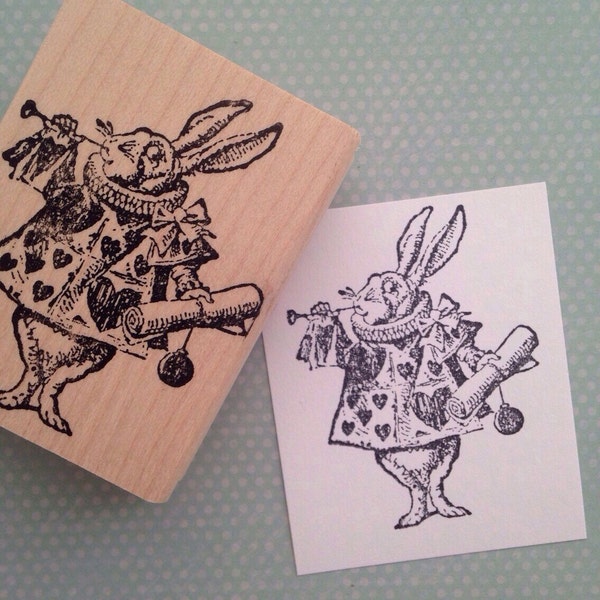 The White Rabbit  Alice in Wonderland Rubber Stamp