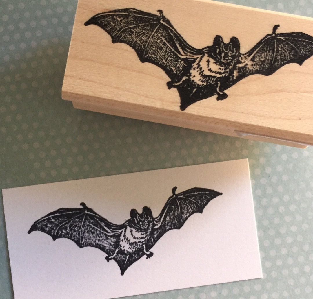 A Good Bat Rubber Stamp 4318 Flying Bat Stamp Brown Bat Rubber Stamp