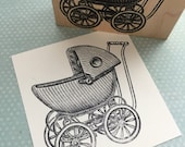 Baby Buggy Wood Mounted Rubber Stamp 4356