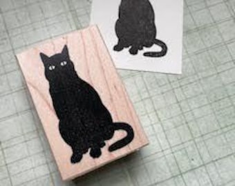 Black Cat  Wood Mounted Rubber Stamp