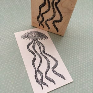 Jellyfish Wood Mounted Rubber Stamp 5401 Ocean Stamp Sea Stamp Animal Rubber Stamp Beach Stamp Travel Journal Stamp Sea Life Stamp