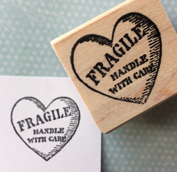 Fragile Heart Handle With Care Rubber Stamp 6358 Etsy