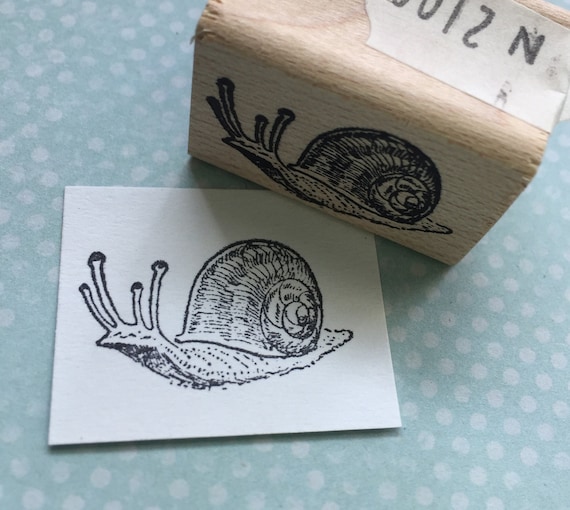 Small Snail Rubber Stamp Snail Mail Stamp Animal Stamp Snail Etsy