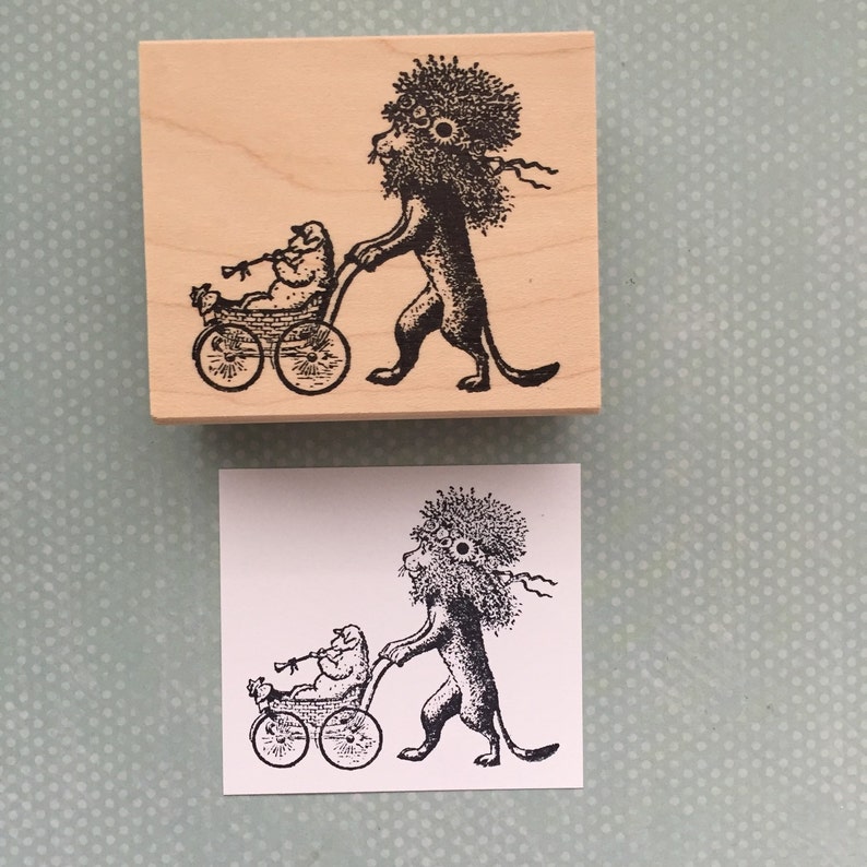 Lion and a Lamb Very cute Wood Mounted Rubber Stamp 837 image 2