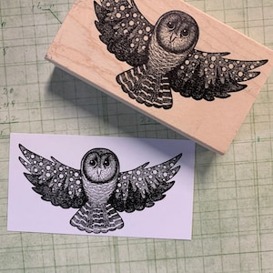 Starry Night Owl Rubber Stamp