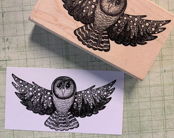 Starry Night Owl Rubber Stamp