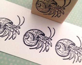 Hermit Crab Rubber Stamp Handmade by 100 Proof Press 191