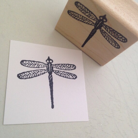 Dragonfly Profile Beeswax Rubber Stamp Mounted Insects Animals Dragonflies 