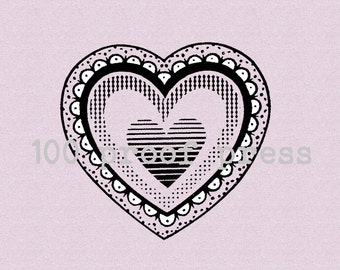 Small Fancy Valentine Heart Wood Mounted Rubber Stamp 3138