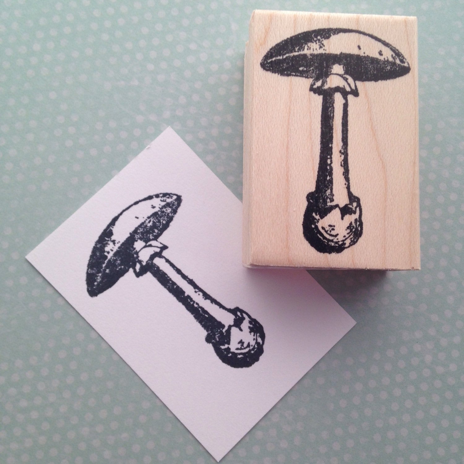 Mushroom Stamp Wood Mounted Rubber Stamp 5415 Etsy UK