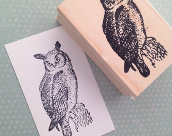 Owl Looking Left Rubber Stamp 1632