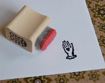 Small Heart in Hand  Mounted Rubber Stamp