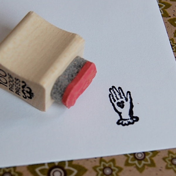 Small Heart in Hand  Mounted Rubber Stamp
