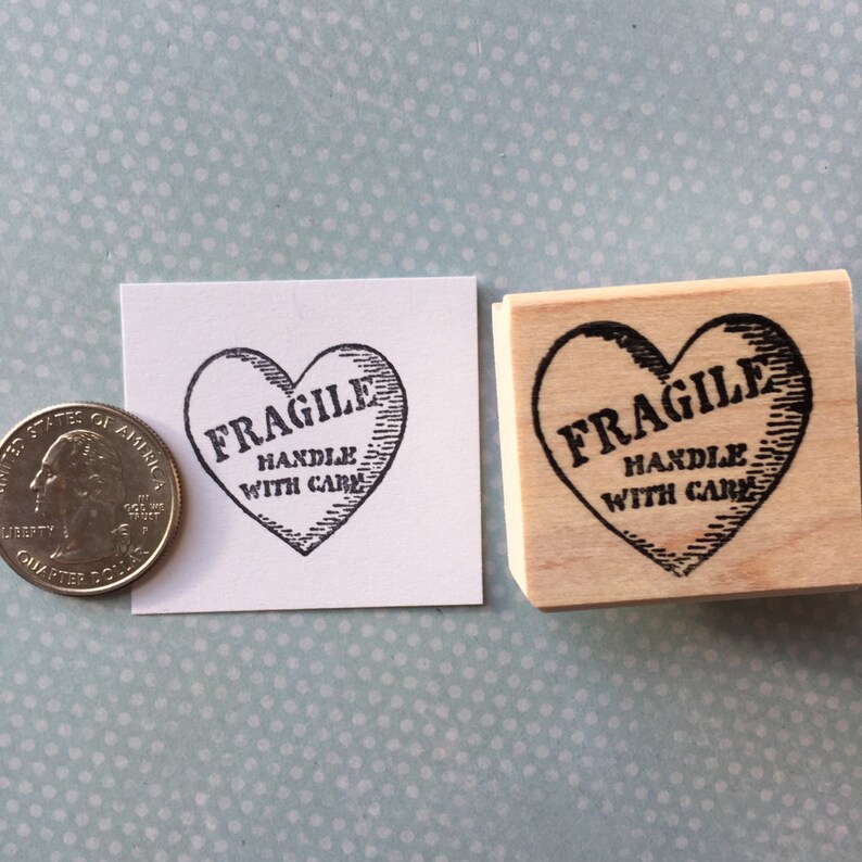 Fragile Heart Handle With Care Rubber Stamp 6358 Etsy