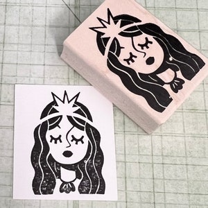 Mermaid Rubber Stamp Princess Stamp Beauty Rubber Stamp