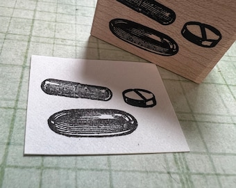 Pills Medicine  Wood Mounted Rubber Stamp 4304