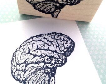 Brain Side View Wood Mounted Rubber Stamp 1284