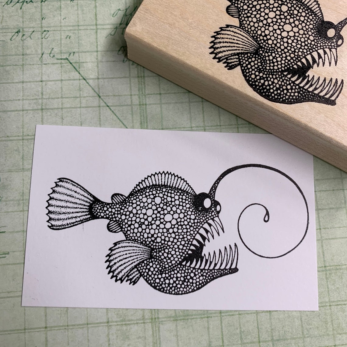 Angler Fish Rubber Stamp Etsy