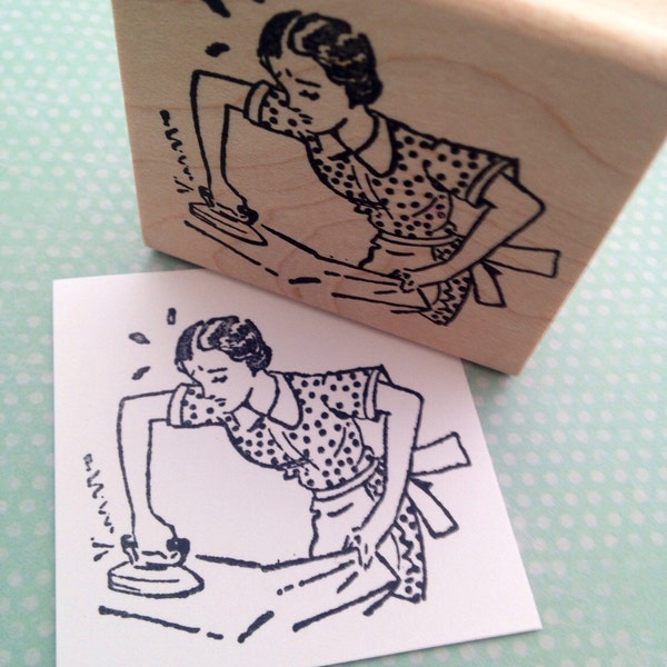 Hard Working Lady Rubber Stamp 5106