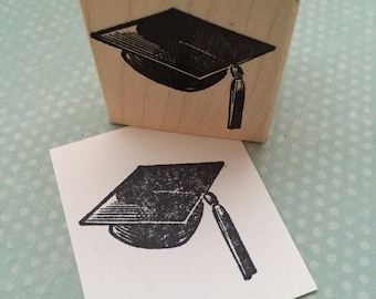 Graduation Hat  Wood Mounted Rubber Stamp 992