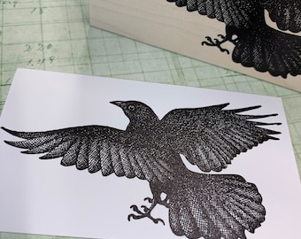 Flying Crow Rubber Stamp