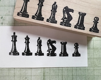 Chess Pieces Rubber Stamp