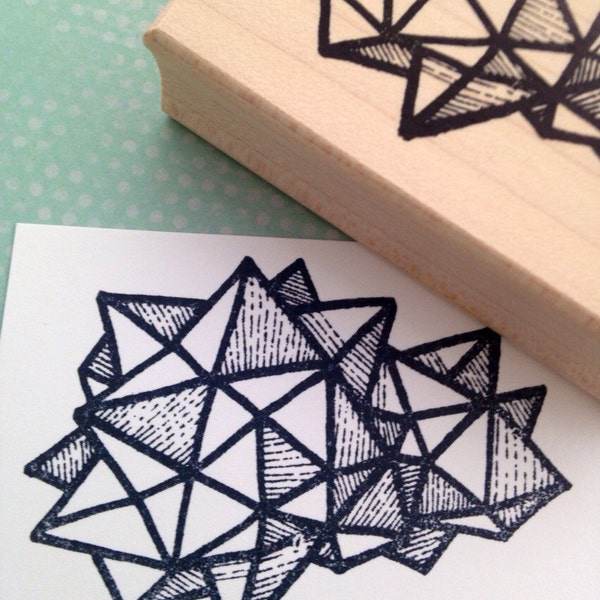 Geodesic Shape Wood Rubber Stamp 6526