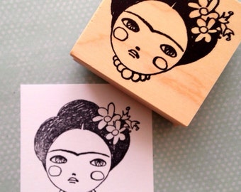 Frida' Face Rubber Stamp 6558