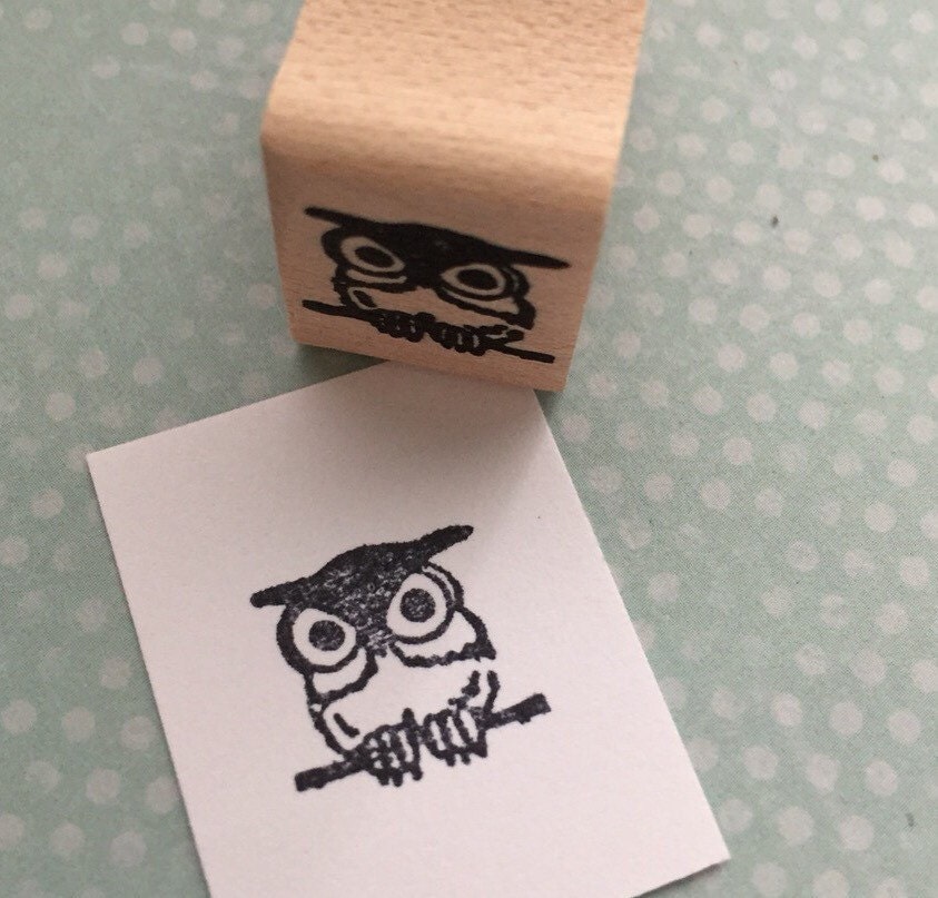 Tiny Owl Wood Mounted Rubber Stamp 4214