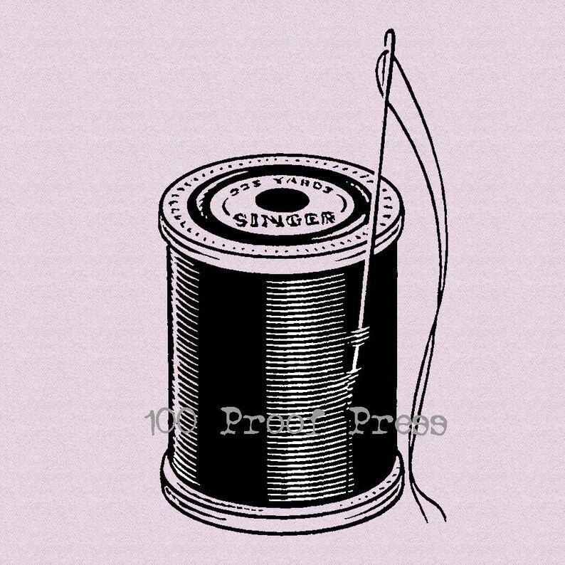 Spool of Singer Thread Wood Mounted Rubber Stamp 3699