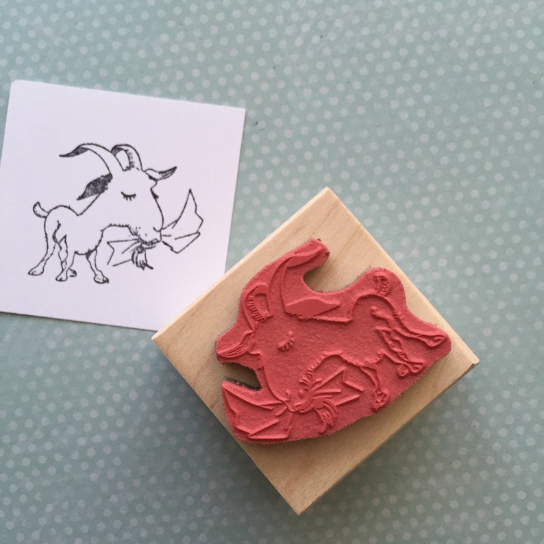 Goat Eating your Mail Wood Mounted Rubber Stamp 6474 image 4