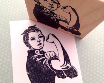 Rosie the Riveter Wood Mounted Rubber Stamp 4826