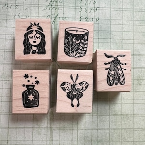 Magical Princess Stamp Two Moths, Candle, Potion, and Princess Set  Rubber Stamp Set