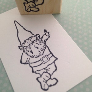 Leaning Garden Gnome Rubber Stamp 6381 Male Gnome Bearded Gnome Travel Gnome Journal Stamp Elf Stamp Fantasy Stamp Lawn Ornament Stamp