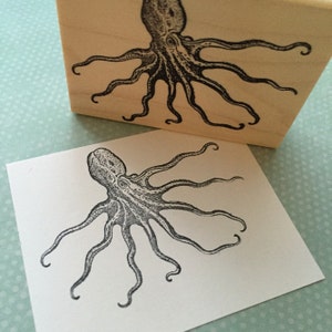 Octopus Rubber Stamp - Wood Mounted, Scrapbooking, Art Making (2.5 inch) 5919