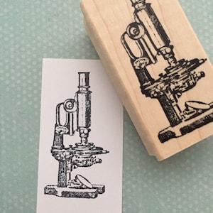 顕微鏡、科学実験室、工芸、カード作成、ジャーナリング用木製マウントゴムスタンプ用品、バケットリストジャーナル 3274
