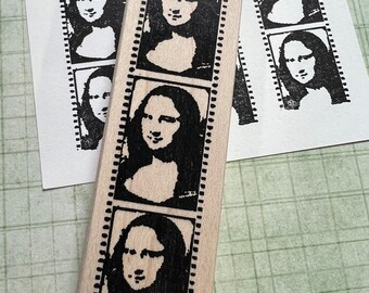 Mona Lisa Film Strip  Rubber Stamp