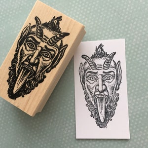 Krampus Wood Mounted Rubber Stamp 4541