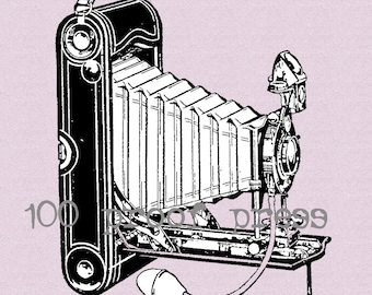 Antique Folding Camera  Rubber Stamp 1473