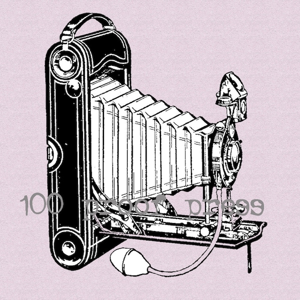 Antique Folding Camera  Rubber Stamp 1473