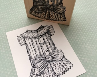 Doll Outfit, Back  Wood Mounted Rubber Stamp 5613