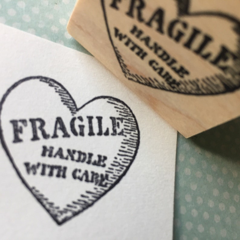 Fragile Heart Handle With Care Rubber Stamp 6358 Etsy