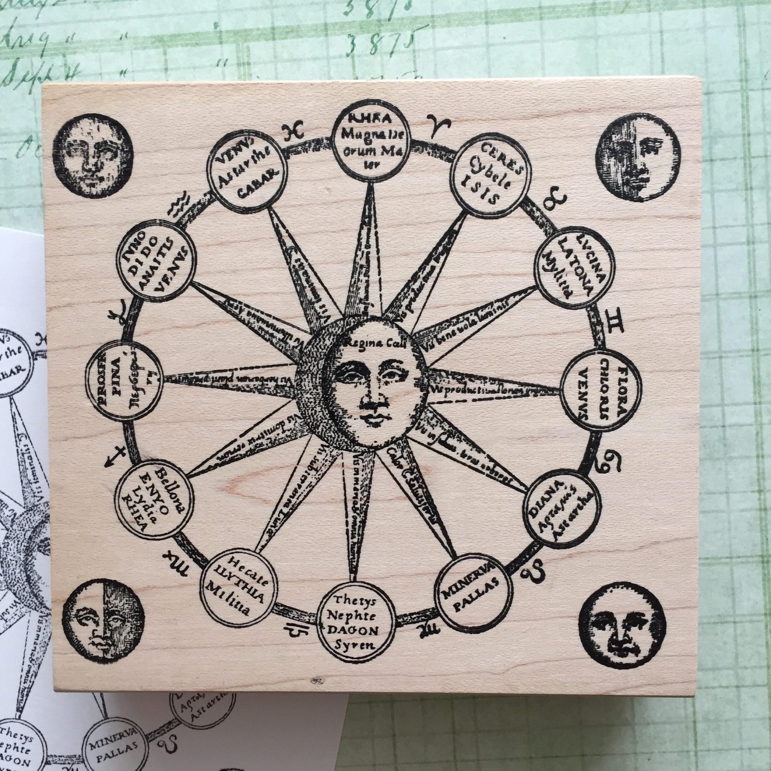 Sun Moon Chart Rubber Stamp 6649 Etsy
