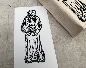 Skeleton Grim Reaper Wood Mounted Stamp 4551